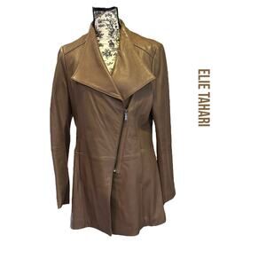 Elie Tahari tan leather jacket (M)